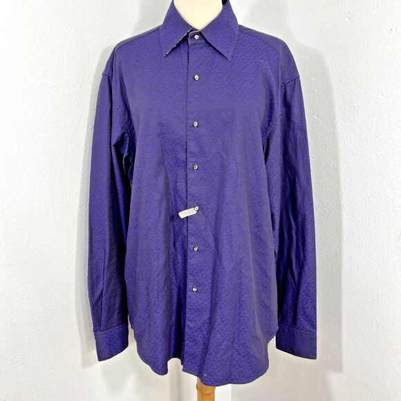 Robert Graham‎ Shirt Mens Large Purple Button Down Flip Cuff Dress - Picture 1 of 12